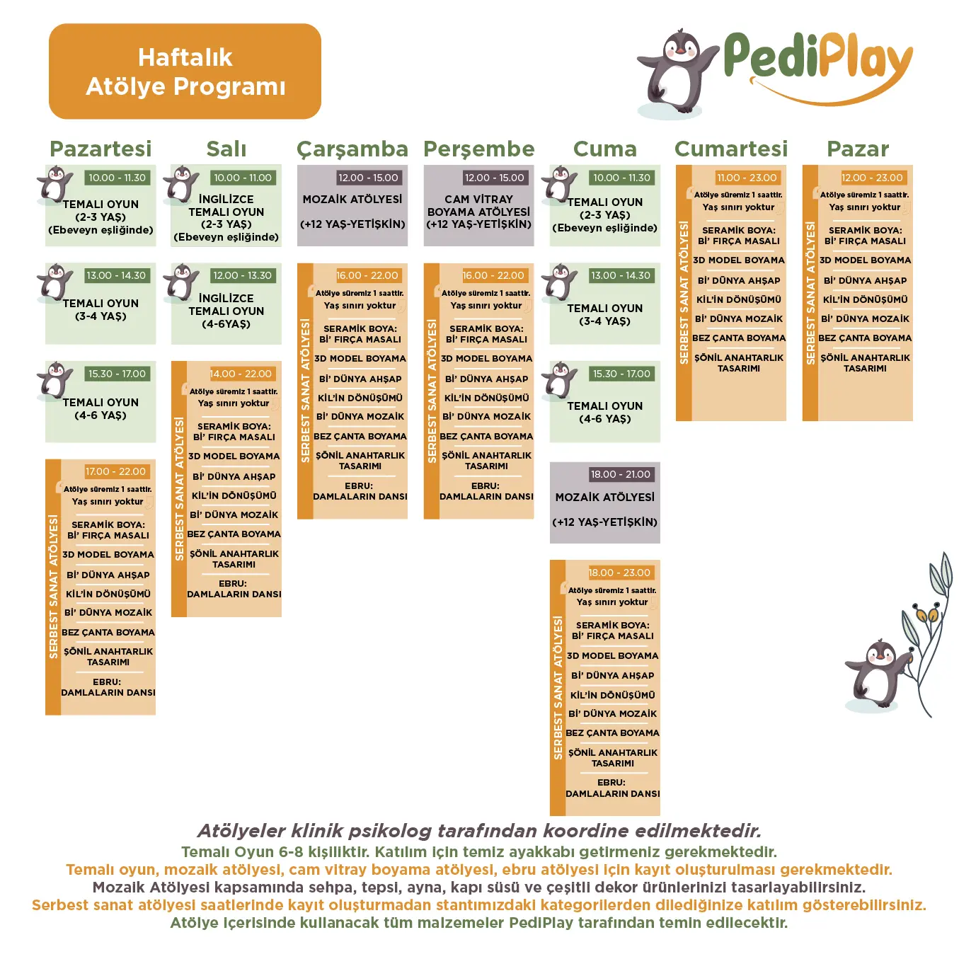 Pediplay Haftalık Program